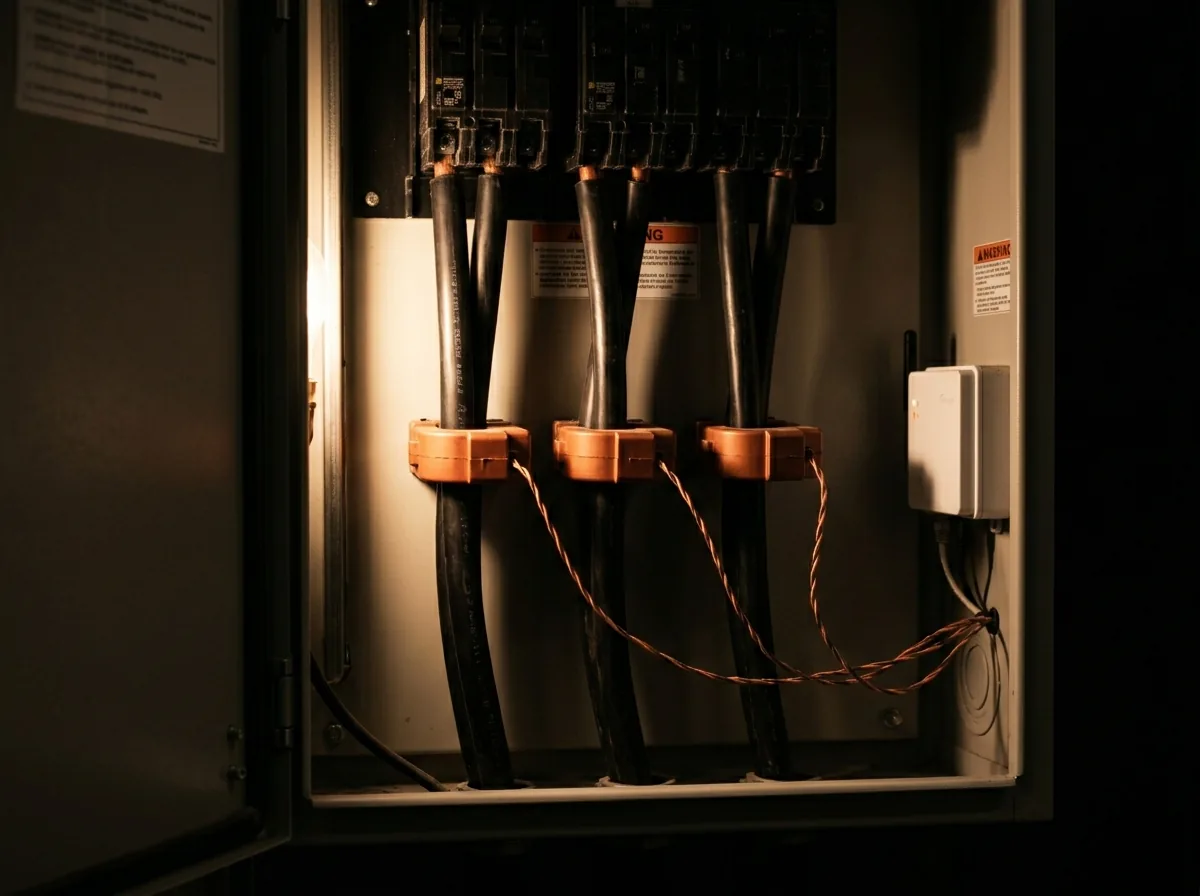 tablero CFE con CT clamps instalados sobre cables principales