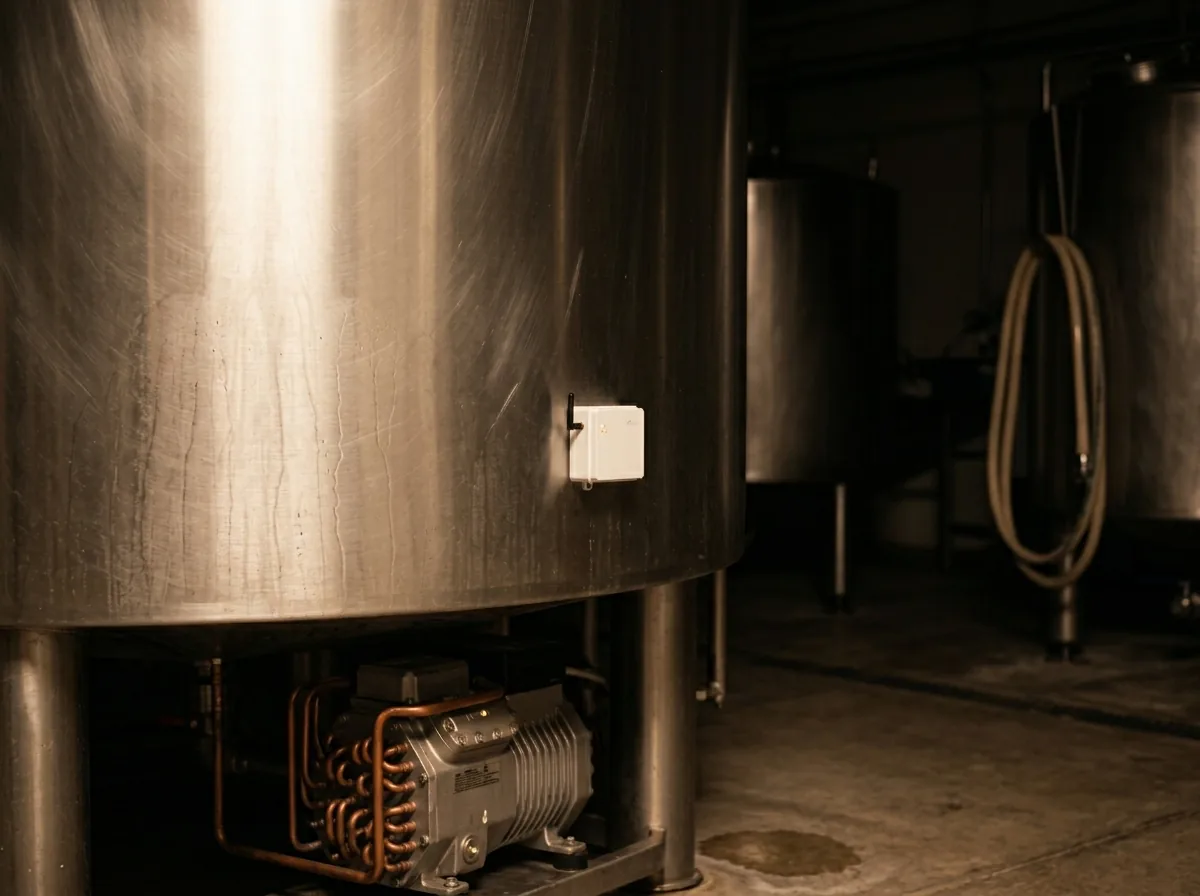 motor industrial en línea de maquila con sensor de vibración montado