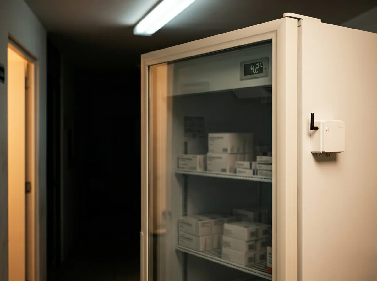 refrigerador farmacéutico con termoregistrador montado